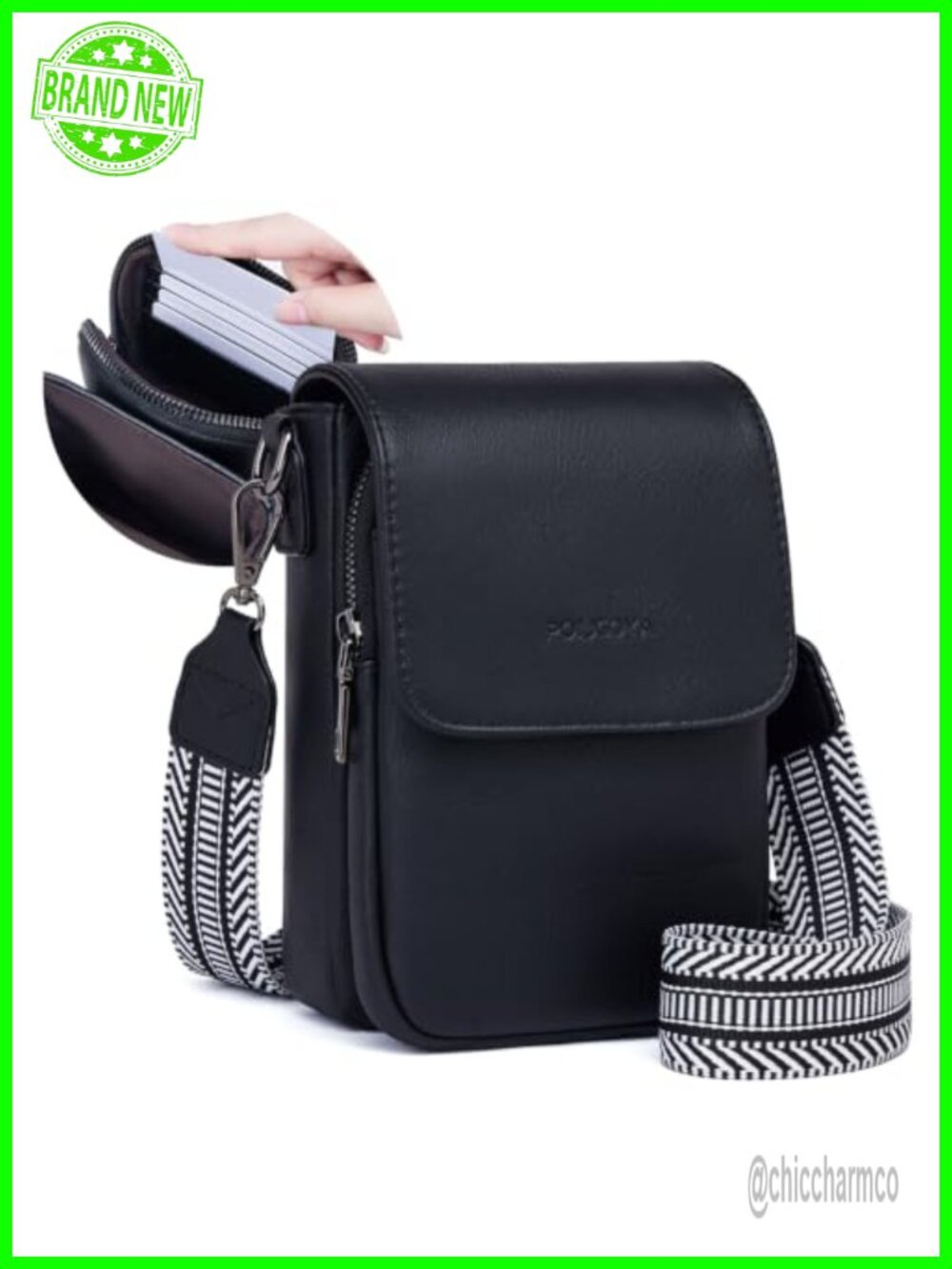 Small Vegan Leather Crossbody Purse Phone Pouch Wallet Adjustable Strap